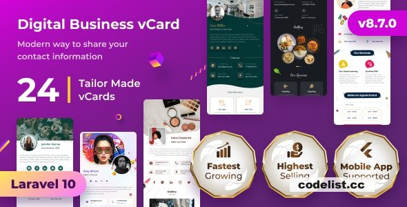 VCard SaaS v8.7.0 - Digital Business Card Builder SaaS - Laravel VCard Saas - NFC Card - With Mobile App 