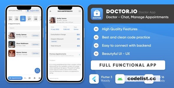 Doctor.io v1.0 - Doctor App for Doctors Appointments Managements, Online Diagnostics