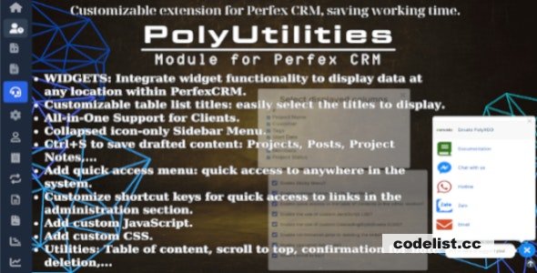 PolyUtilities for Perfex CRM v1.0.8 - Quick Access Menu, Custom JS, CSS, and More 