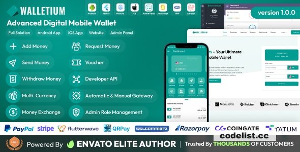 Walletium v1.0.0 - Digital Wallet and Payment Gateway Full Solution