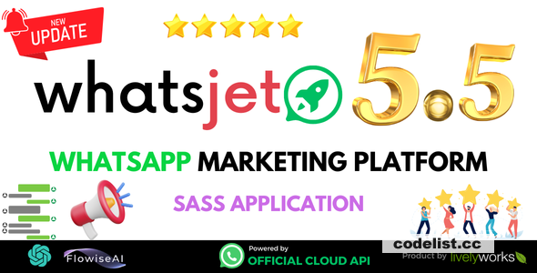 WhatsJet SaaS v5.5.0 - A WhatsApp Marketing Platform with Bulk Sending, Campaigns, Chat Bots & CRM - nulled