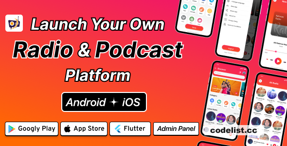 DTRadio v1.6 - Online Radio, Podcasts & Live Events Flutter App (iOS - Android) with admin panel - nulled 