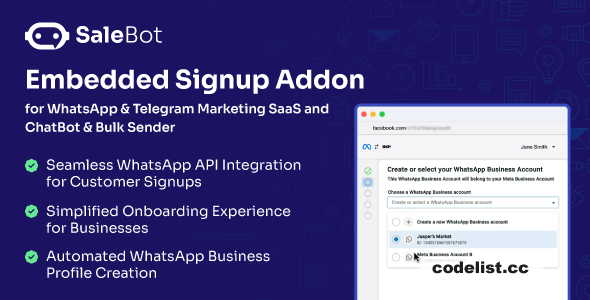 SaleBot WhatsApp Embedded Signup Addon for SaleBot v1.0.0
